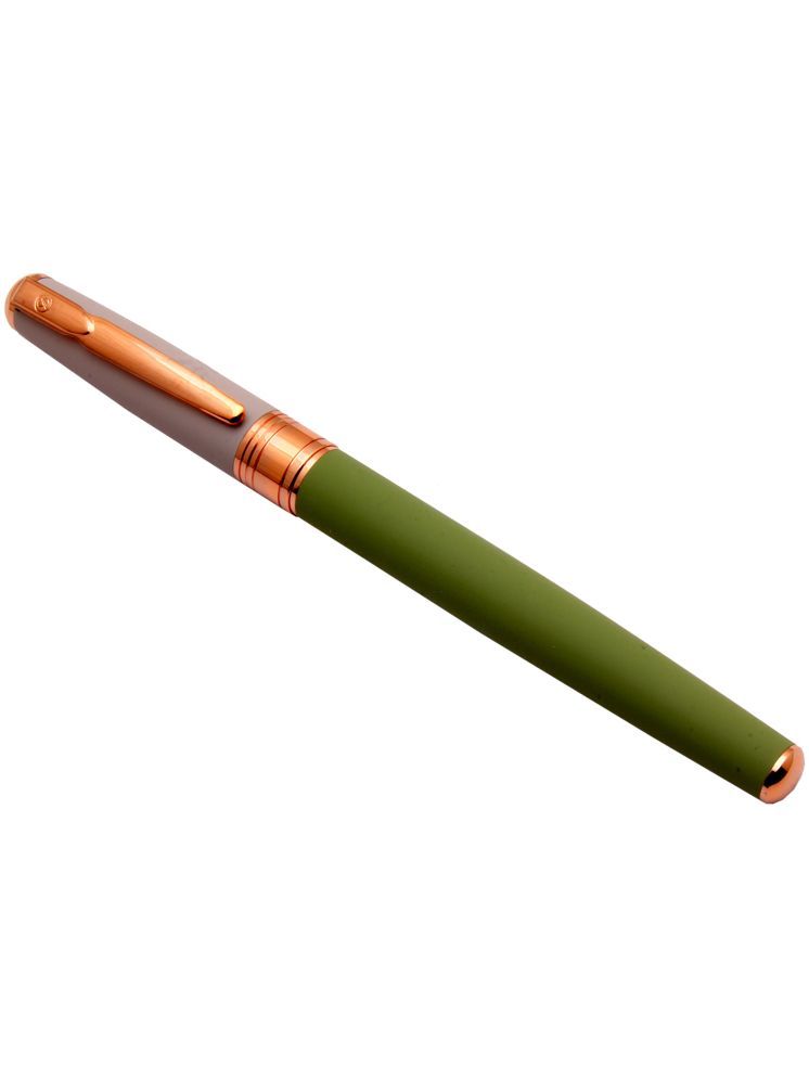     			Luoshi 280 Green Grey Velvet Finish Metal Body Roller Ball Pen Rose Gold Trims