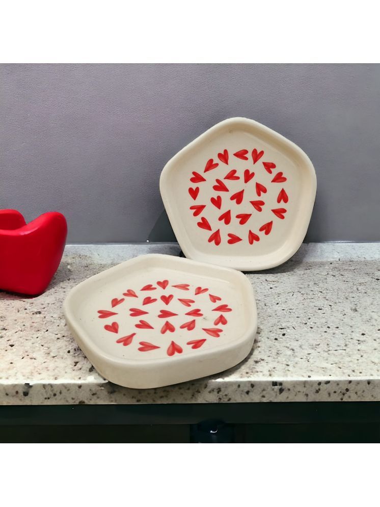     			Malaikah 2 Pcs Ceramic White Platter