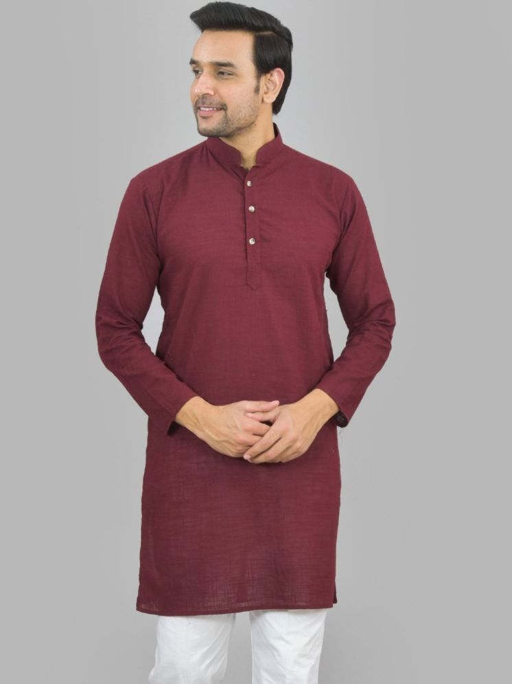     			QuaClo Maroon Cotton Blend Men's Regular Kurta ( Pack of 1 )