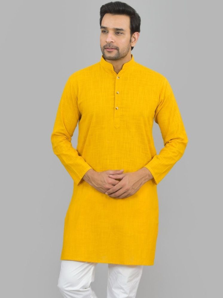     			QuaClo Mustard Cotton Blend Men's Regular Kurta ( Pack of 1 )