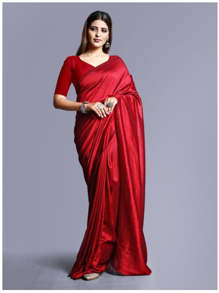     			URMI LIFESTYLE Pack of 1 Georgette Solid Saree With Blouse Piece ( Red )