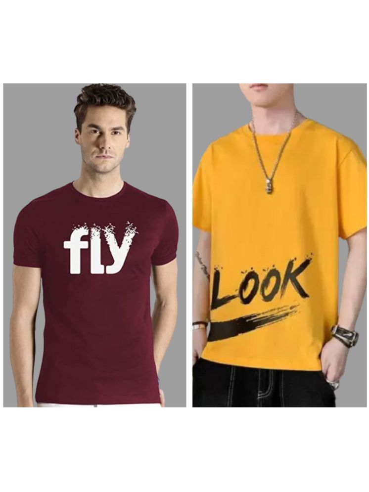     			attitude start of fashion Pack of 2 Polyester Regular Fit Men's T-Shirt ( Mustard )