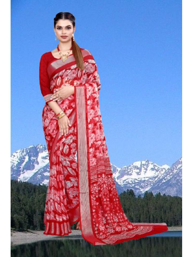     			mahalaxmi fab Pack of 1 Georgette Applique Saree With Blouse Piece ( Red )