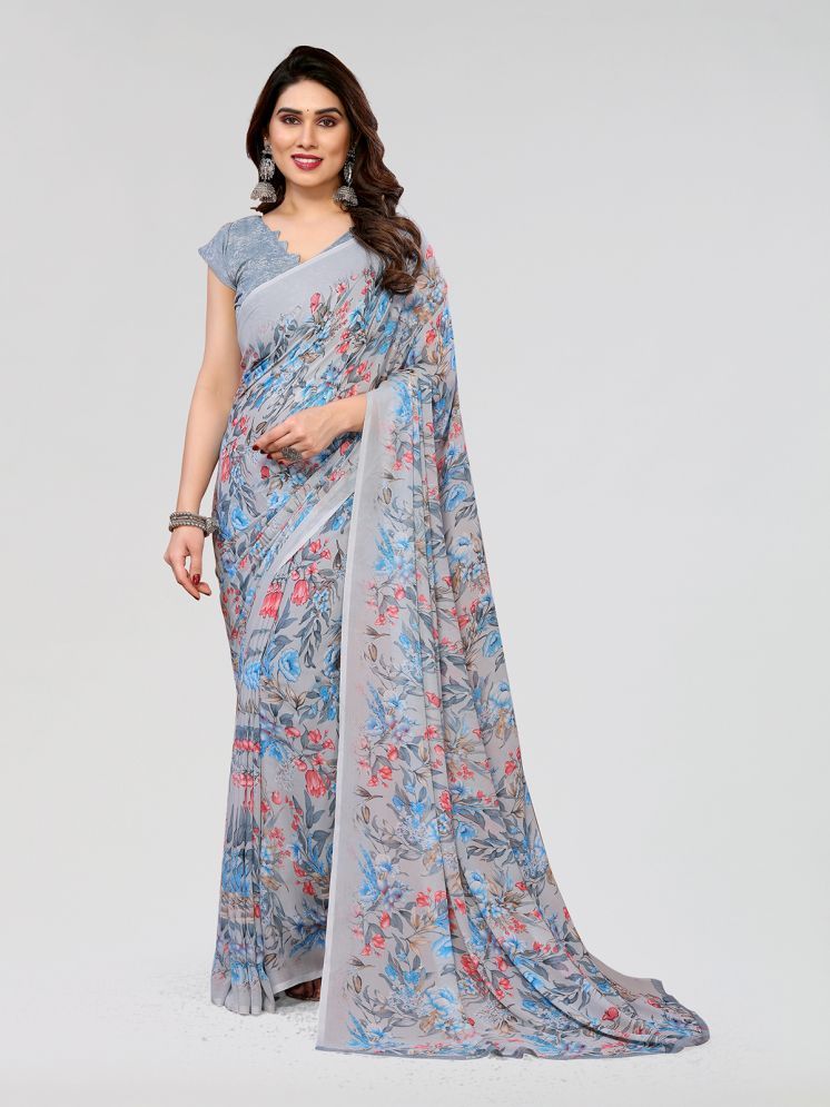     			ANAND SAREES Pack of 1 Georgette Printed Saree With Blouse Piece ( Grey )