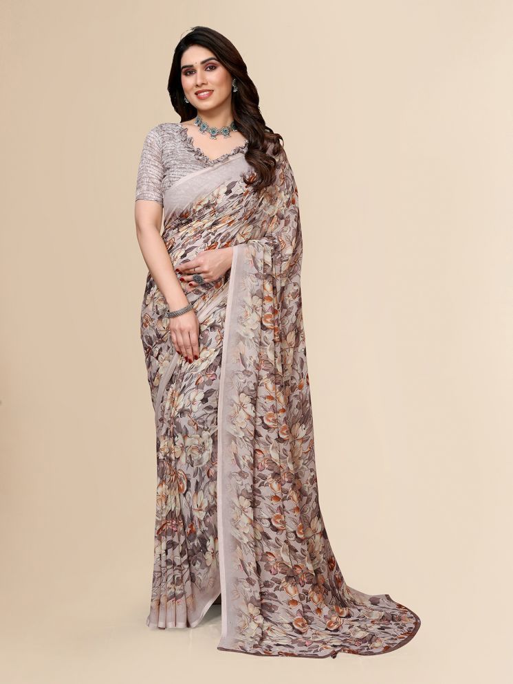     			ANAND SAREES Pack of 1 Georgette Printed Saree With Blouse Piece ( Grey )