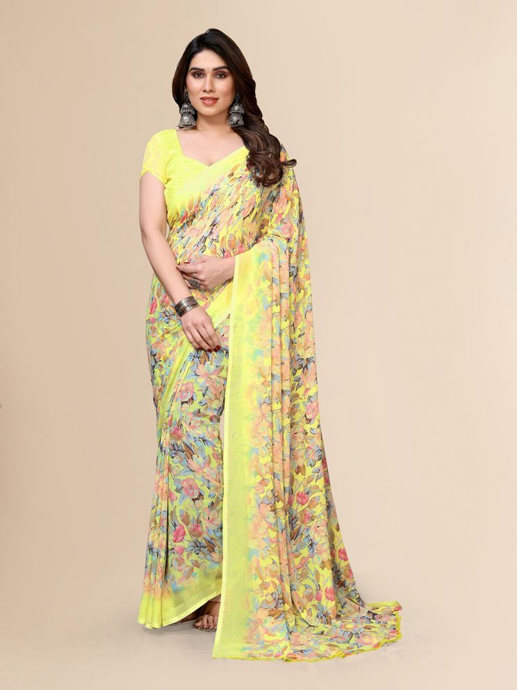     			ANAND SAREES Pack of 1 Georgette Printed Saree With Blouse Piece ( Yellow )