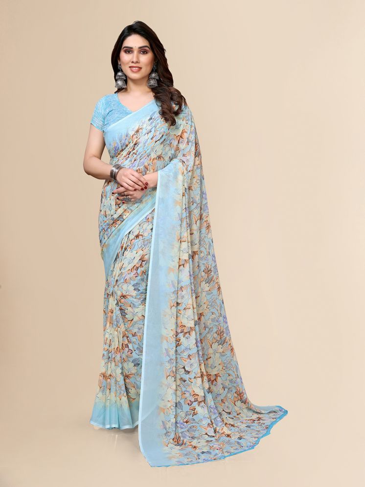     			ANAND SAREES Pack of 1 Georgette Printed Saree With Blouse Piece ( Blue )