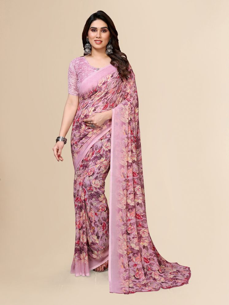     			ANAND SAREES Pack of 1 Georgette Printed Saree With Blouse Piece ( Purple )