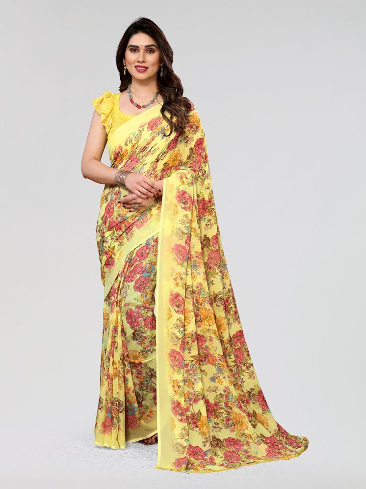     			ANAND SAREES Pack of 1 Georgette Printed Saree With Blouse Piece ( Yellow )