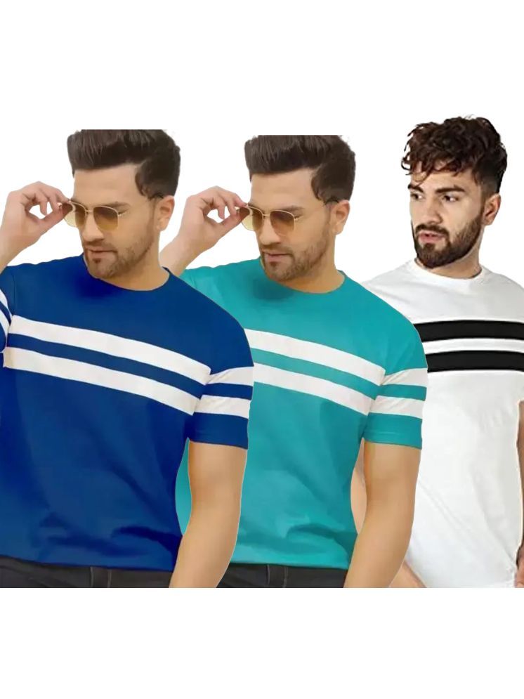     			Ayvina Cotton Blend Regular Fit Striped Half Sleeves Men's Round T-Shirt - Multicolor1 ( Pack of 3 )