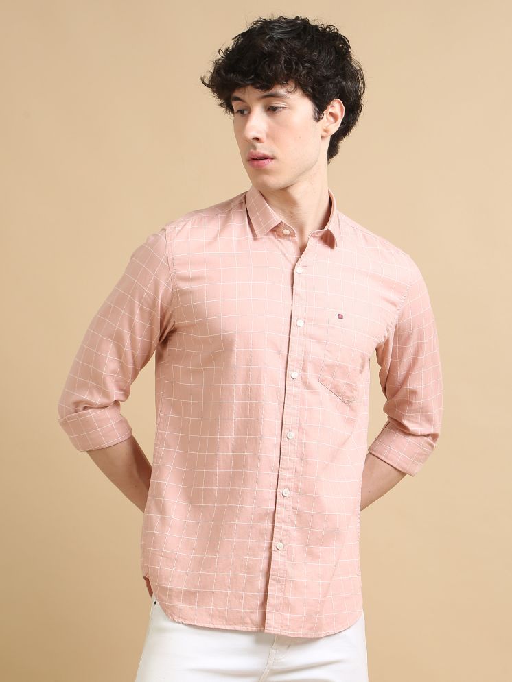     			Cool Colors 100% Cotton Slim Fit Checks Full Sleeves Men's Casual Shirt - Pink ( Pack of 1 )