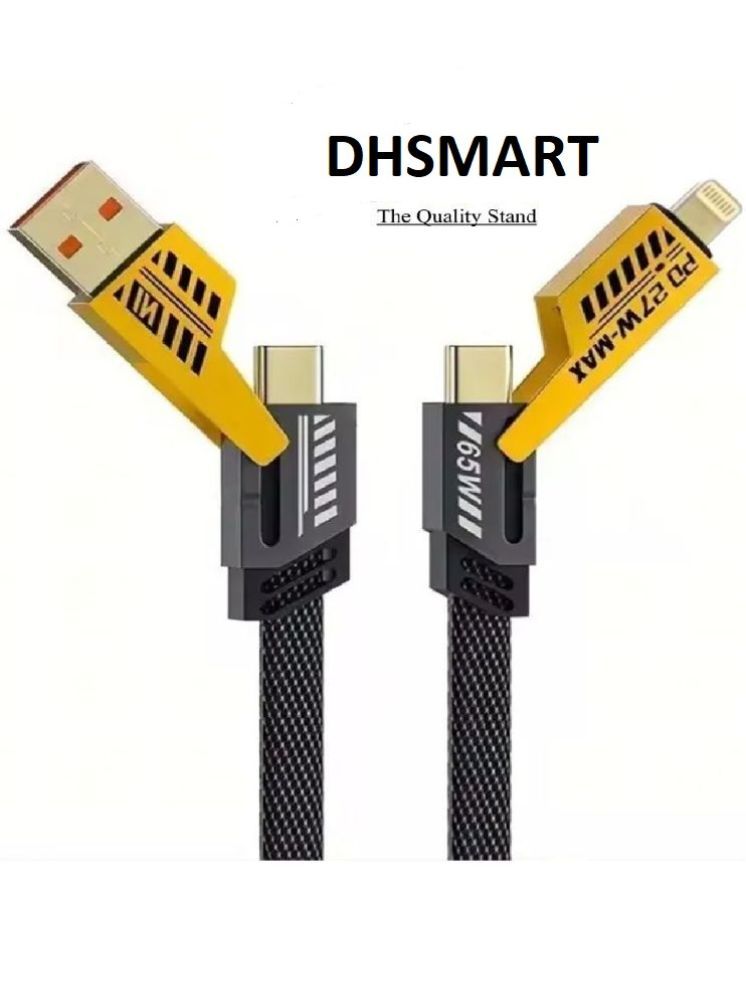     			DHSMART 4 in 1 65W Fast Charging Cable Metal Polish Block Type C Lightning,Type A, C Type Cable Data Transf 1 no.s