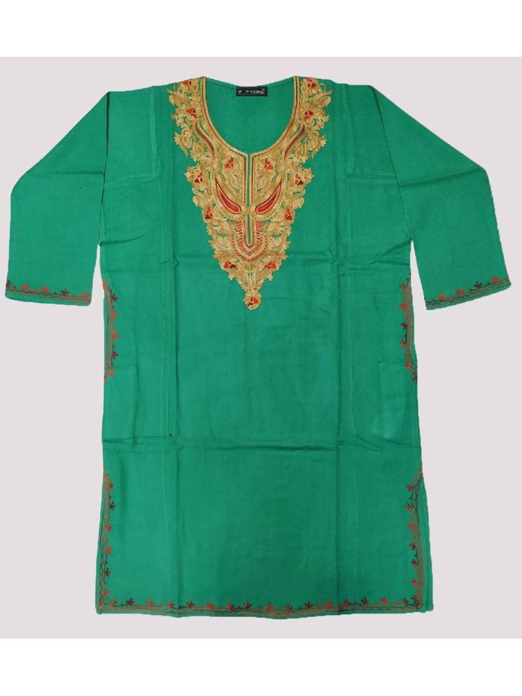     			KASHMIRI Pack of 1 Woollen Embroidered Phiran Women's Kurti - ( Green )