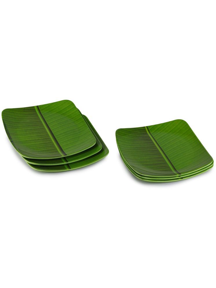     			Laserbot 6 Pcs Melamine Dark Green Half Plate