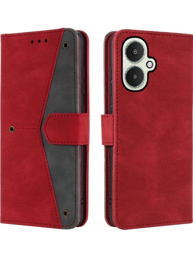     			Masque Red Flip Cover Artificial Leather Compatible For Poco M6 5G ( Pack of 1 )