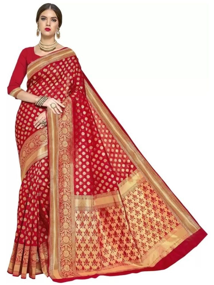     			Samai Pack of 1 Silk Embellished Saree With Blouse Piece ( Red )