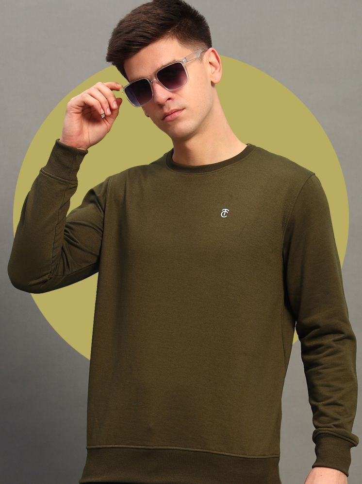     			THE CASUALS Cotton Blend Round Neck Men's Sweatshirt - Olive ( Pack of 1 )