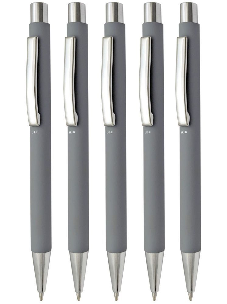     			UJJi Grey Color Pen in Matte Finish Pack of 5 Ball Pen