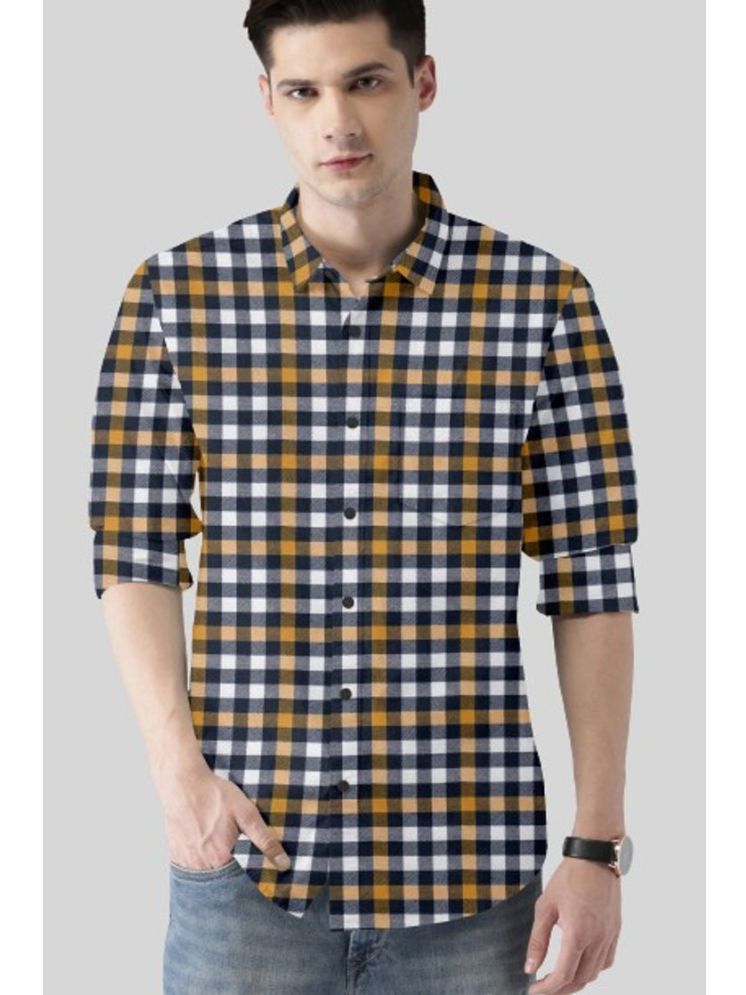     			VTEXX Cotton Blend Regular Fit Checks Full Sleeves Men's Casual Shirt - Yellow ( Pack of 1 )