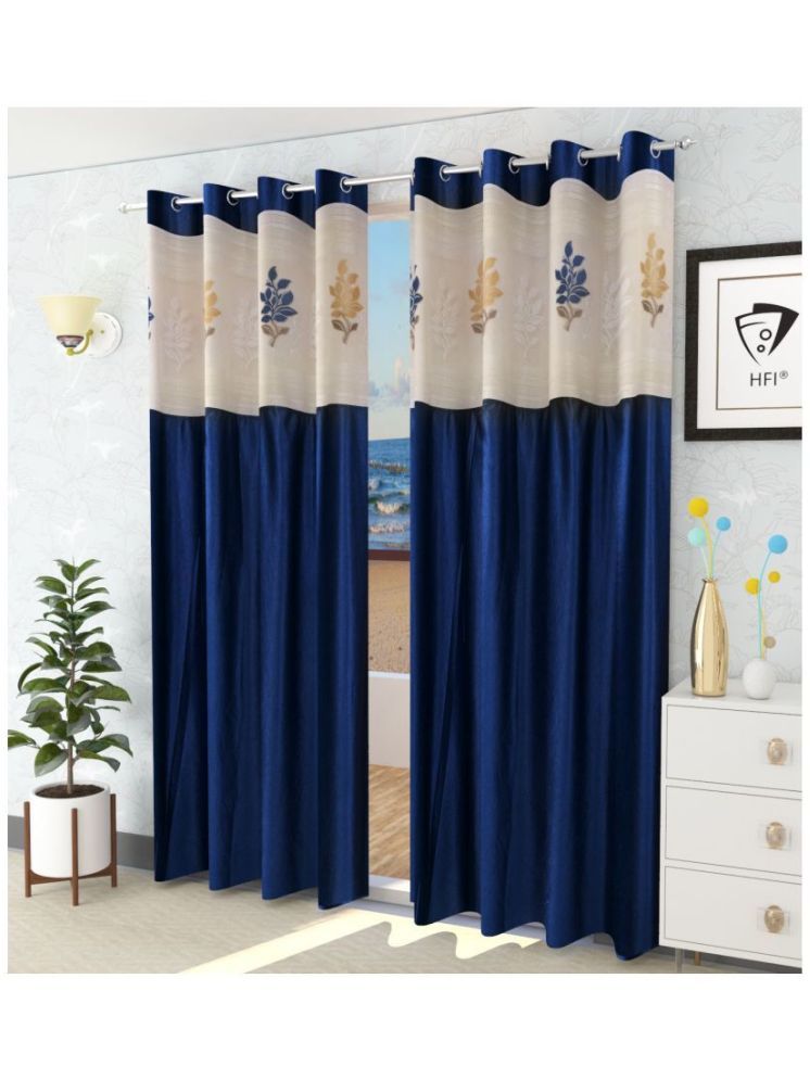     			WI Nature Room Darkening Eyelet Curtain 5 ft ( Pack of 2 ) - Blue