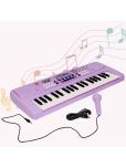 Musical Piano Keyboard with Microphone | 37 Keys, 8 Rhythms, 8 Tones with 6 in-Built Demos & Song Record Feature | Purple Color, Dual Power Supply Source: Micro USB Cable (Included)