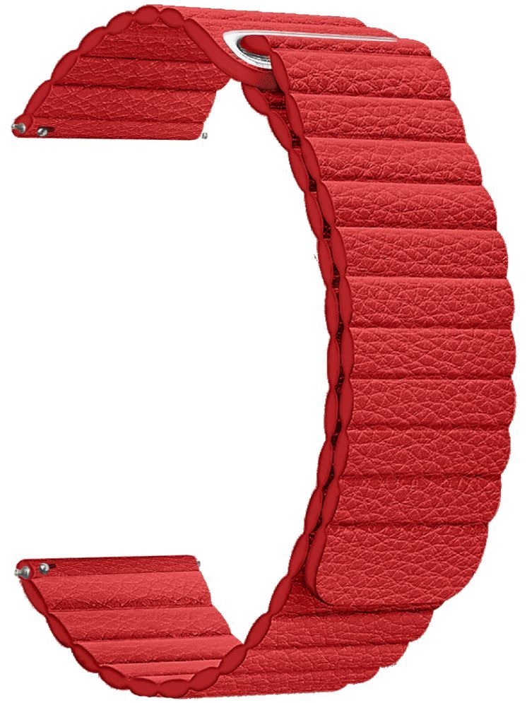     			ACM Watch Strap Magnetic Leather compatible with Maxima Max Pro Apex Smartwatch Luxury Band Red