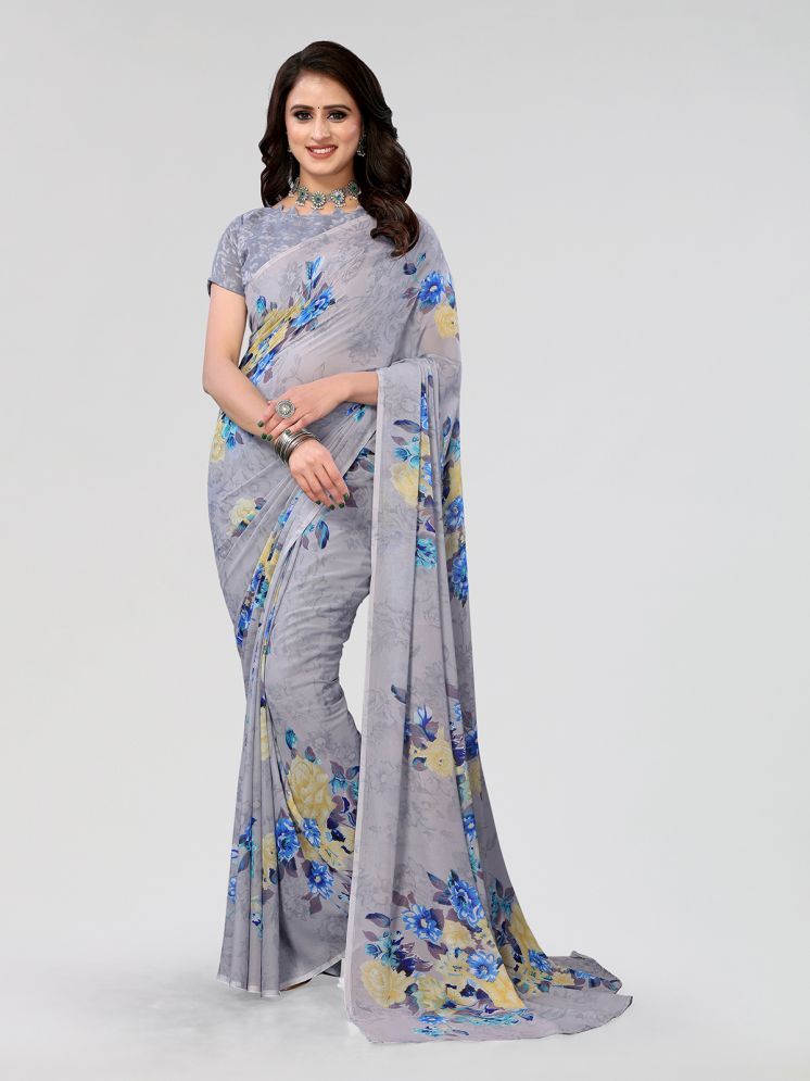     			ANAND SAREES Pack of 1 Georgette Printed Saree With Blouse Piece ( Grey )