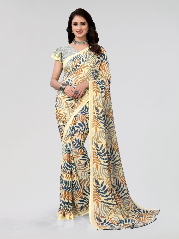     			ANAND SAREES Pack of 1 Georgette Printed Saree With Blouse Piece ( Cream )