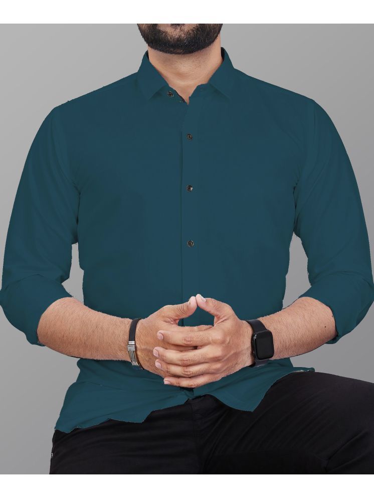     			Bluedove Cotton Blend Regular Fit Solids Full Sleeves Men's Casual Shirt - Green ( Pack of 1 )