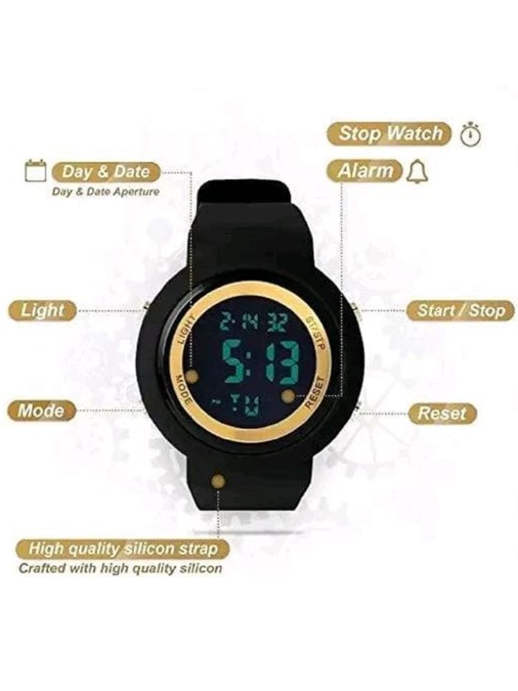     			DECLASSE Black PU Digital Men's Watch