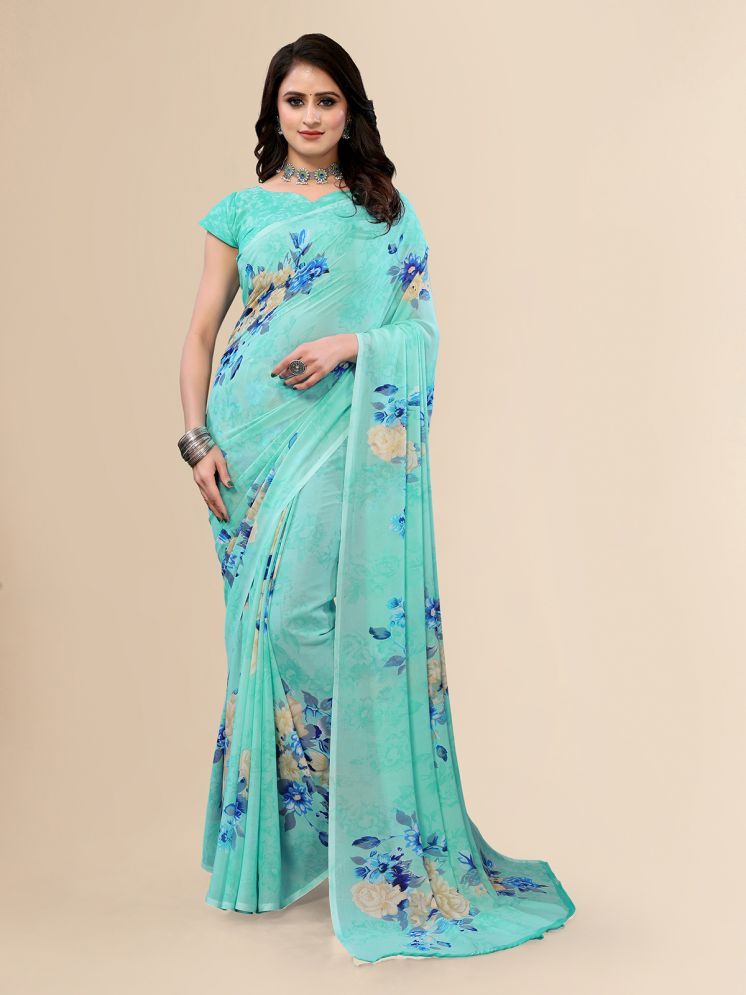     			Kashvi Sarees Pack of 1 Georgette Printed Saree With Blouse Piece ( Blue )