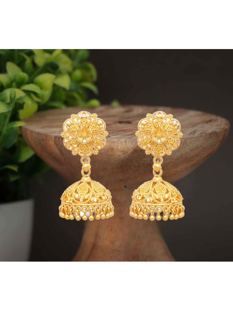     			LUV FASHION Golden Jhumki Earrings ( Pack of 1 )