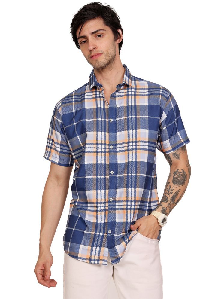     			Leotude Cotton Blend Regular Fit Checks Full Sleeves Men's Casual Shirt - Blue ( Pack of 1 )