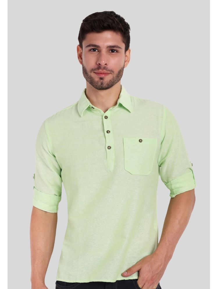     			Life Roads Sea Green Cotton Men's Shirt Style Kurta ( Pack of 1 )