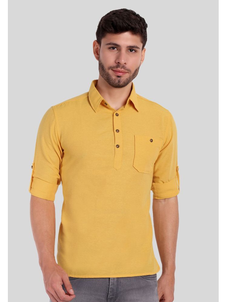     			Life Roads Yellow Cotton Men's Shirt Style Kurta ( Pack of 1 )