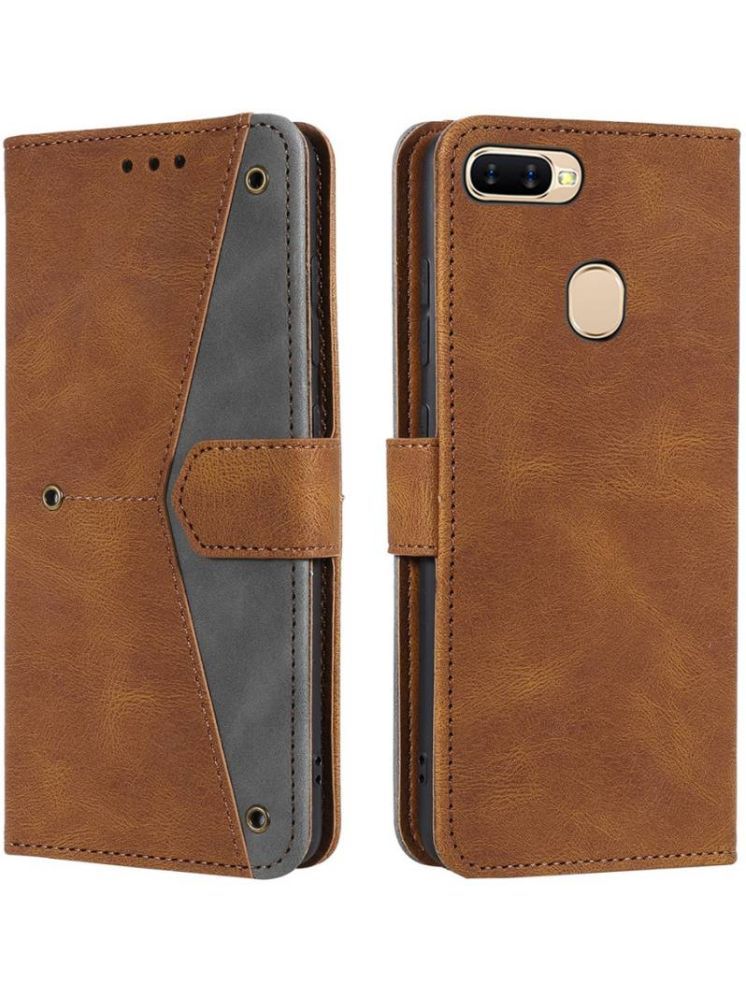     			Masque Brown Flip Cover Artificial Leather Compatible For Oppo F9 Pro ( Pack of 1 )