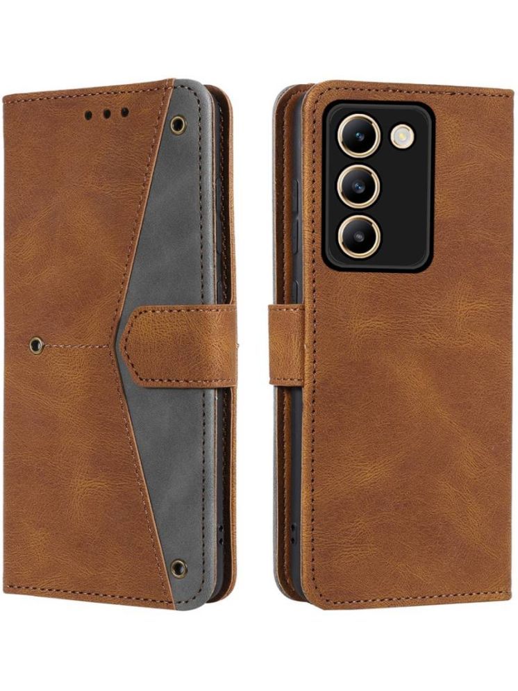     			Masque Brown Flip Cover Artificial Leather Compatible For Vivo T3 5G ( Pack of 1 )