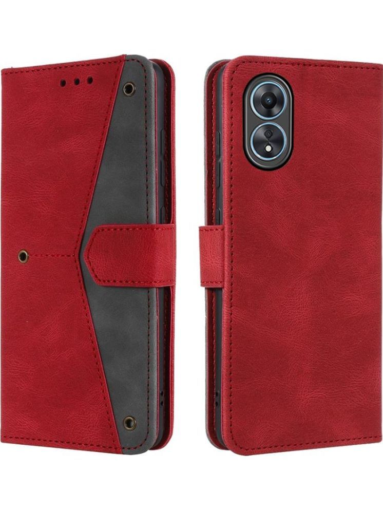     			Masque Red Flip Cover Artificial Leather Compatible For Oppo A78 5G ( Pack of 1 )