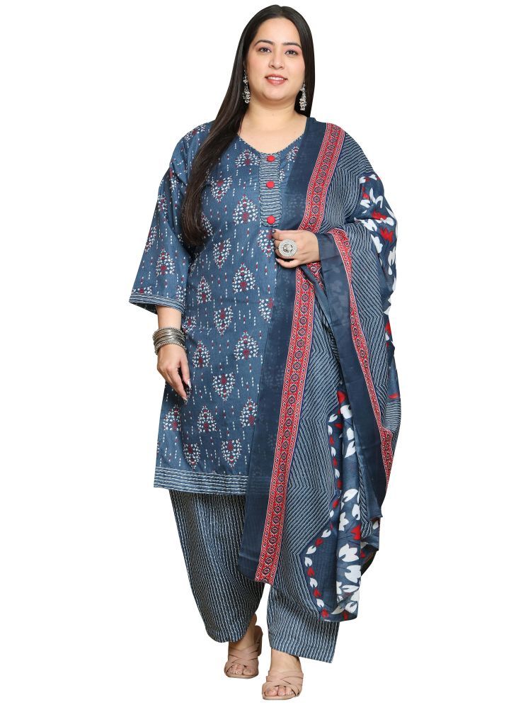     			Rajnandini Cotton Blend Printed Kurti With Patiala Women's Stitched Salwar Suit - Multicolor ( Pack of 1 )