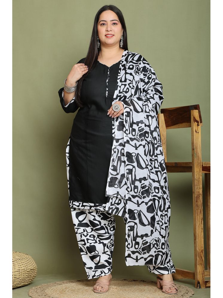     			Rajnandini Cotton Blend Solid Kurti With Patiala Women's Stitched Salwar Suit - Black ( Pack of 1 )