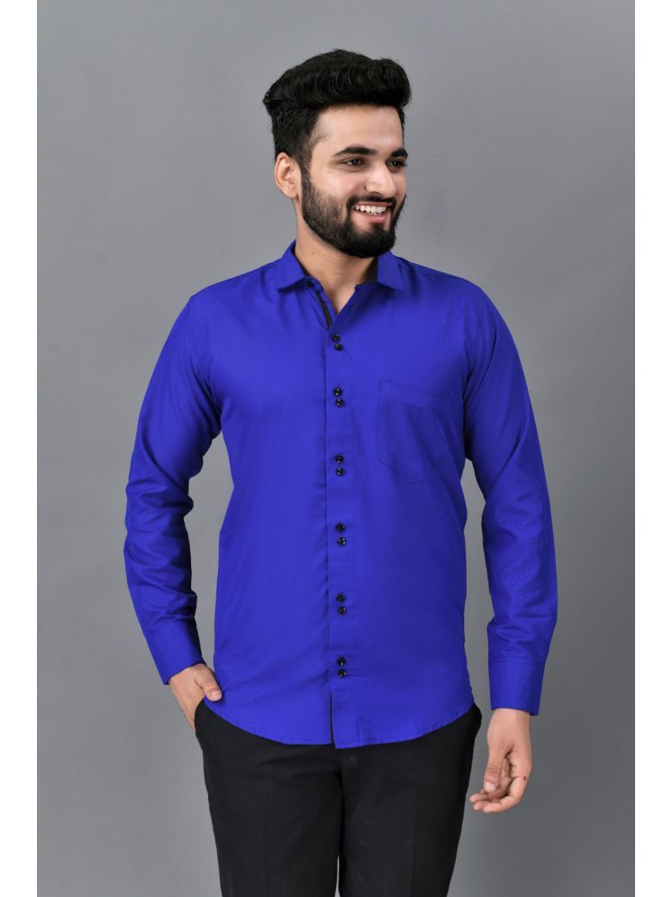     			VTEXX Cotton Blend Regular Fit Solids Full Sleeves Men's Casual Shirt - Blue ( Pack of 1 )