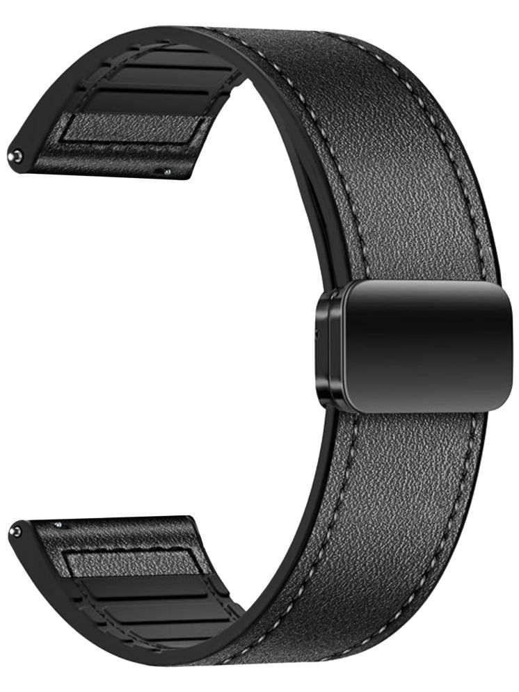     			ACM Watch Strap Leather Magnetic Silicone compatible with Ptron Pulsefit Ace Smartwatch Belt Luxury Band Black