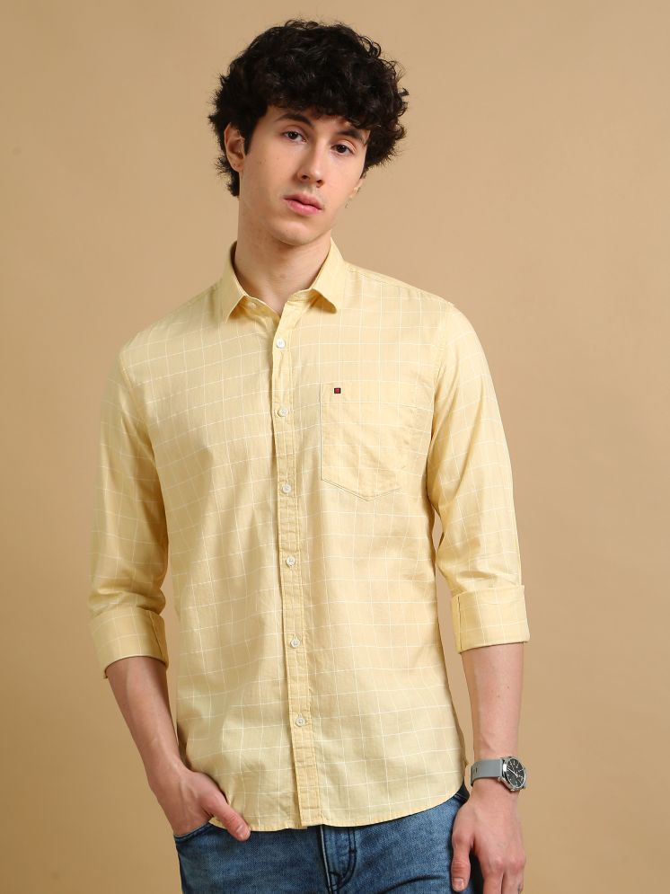     			Cool Colors 100% Cotton Slim Fit Checks Full Sleeves Men's Casual Shirt - Yellow ( Pack of 1 )