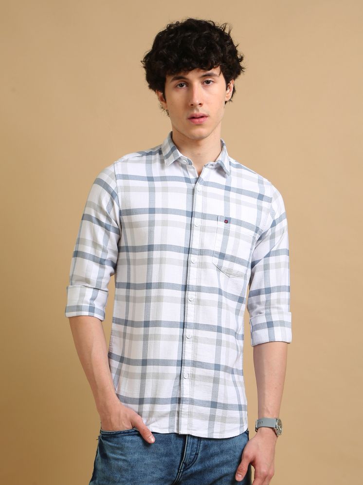     			Cool Colors 100% Cotton Slim Fit Checks Full Sleeves Men's Casual Shirt - White ( Pack of 1 )