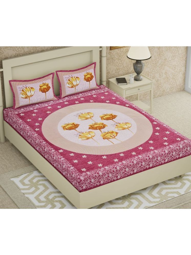     			Cosito Cotton 1 Double Bedsheet with 2 Pillow Covers ( Pink )