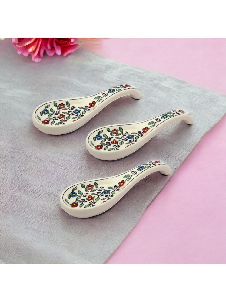     			Malaikah Multi Spoon Rest Ceramic Printed Cutlery Holder Multi Color ( Pack of 3 )