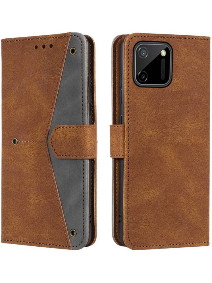     			Masque Brown Flip Cover Artificial Leather Compatible For Realme C11 ( Pack of 1 )