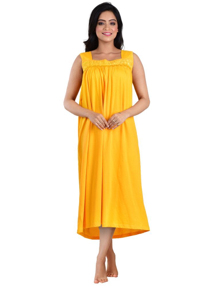     			PIYALI'S CREATION WOMEN'S Yellow Hosiery Women's Nightwear Nighty & Night Gowns ( Pack of 1 )