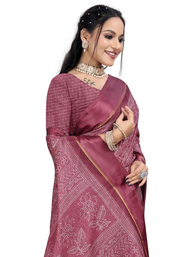     			THE PRIVATE LABLE Pack of 1 Linen Checks Saree With Blouse Piece ( Magenta )