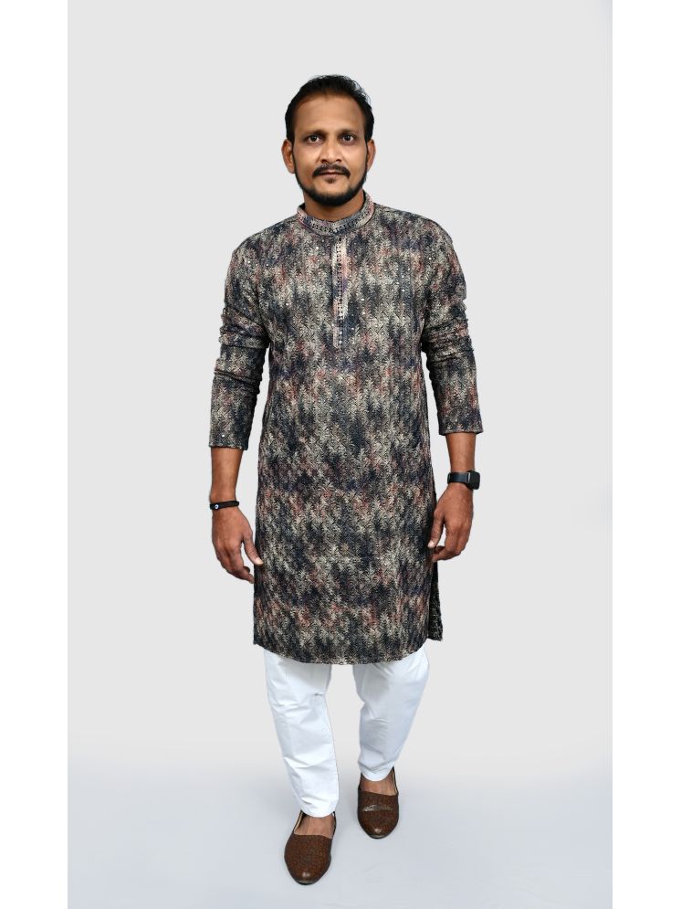     			VILLAIN Green Rayon Regular Fit Men's Kurta Pyjama Set ( Pack of 1 )